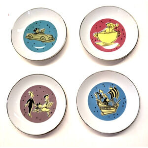 Walt Disney Gallery Collector Vintage Canape Plates Set of 4 Retro Ads Nostalgia